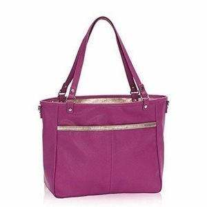 Thirty one jewell purple gold reversible vegan leather tote